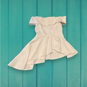 Lulus White Asymmetrical Off The Shoulder Spring Blouse Size S